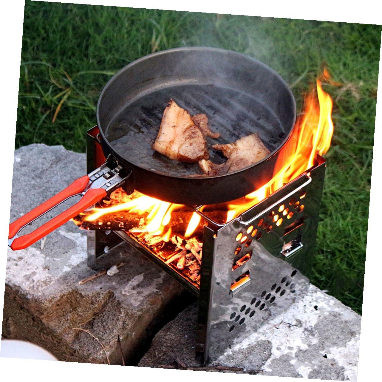 Portable Stainless Steel Bbq Grill Outdoor Charcoal Grill Rack Adjustable Height Foldable Camping Barbecue Stove for Picnic and Hiking
