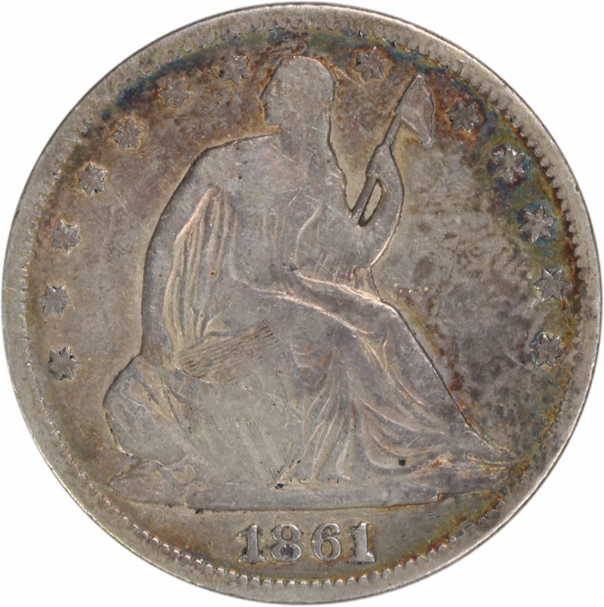 1861 P Liberty Seated Half Uncertified VG