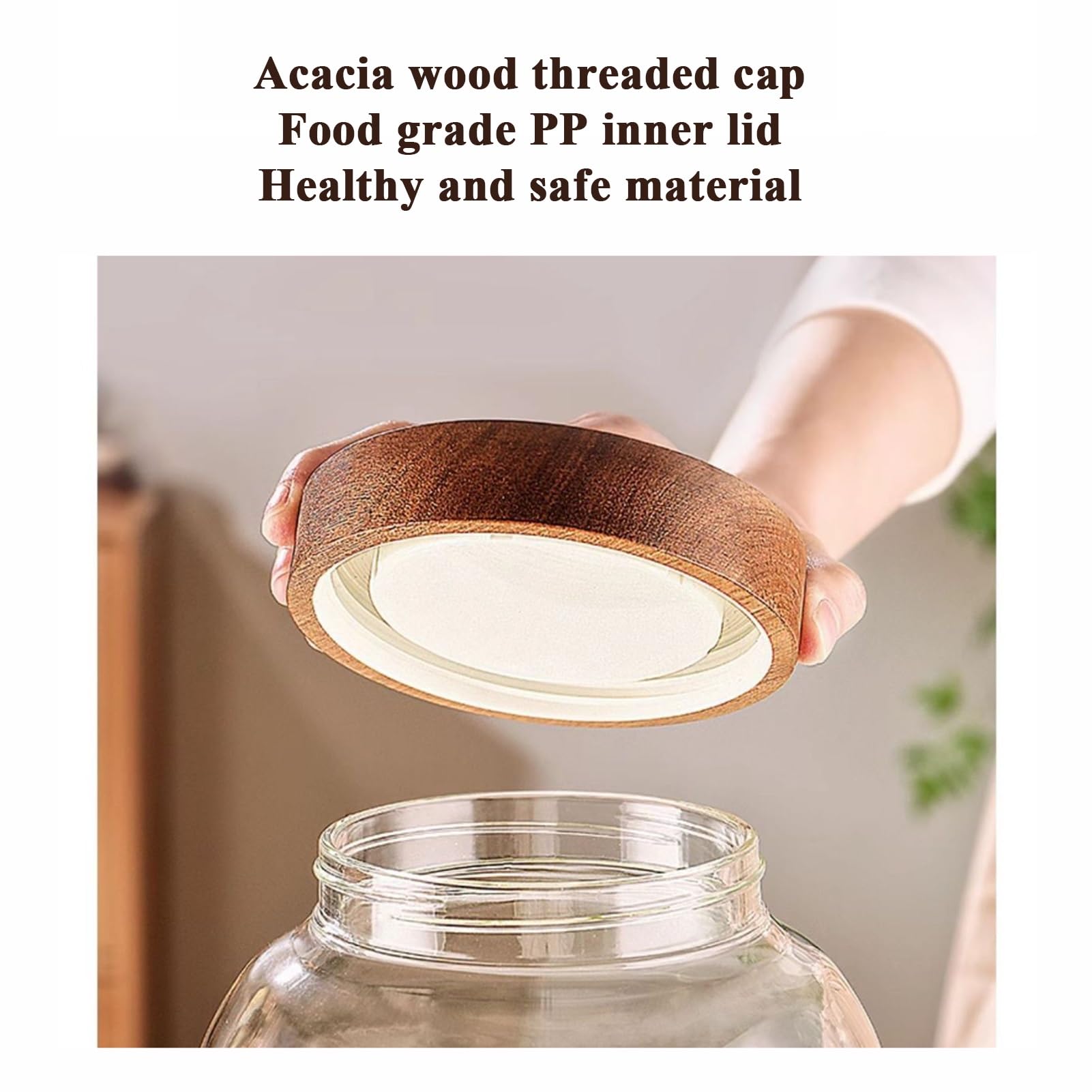 Dispensador de bebidas con espiga, recipiente de vidrio con soporte de madera y tapa para jugo o té, solución ideal para servir bodas y eventos (capacidad de 6 L)