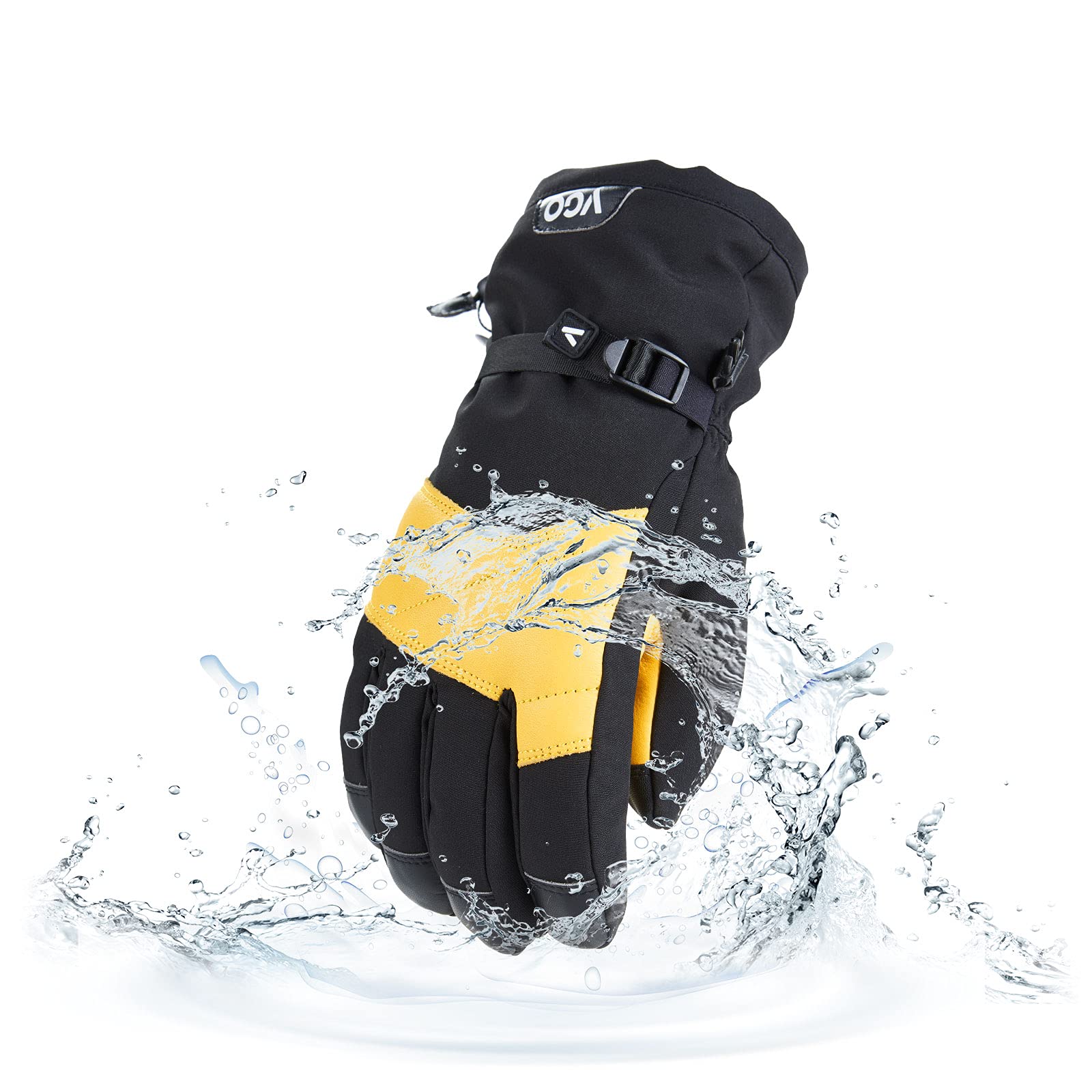 Vgo... 1Paar Skihandschuhe für Männer & Frauen, Winter Outdoor Handschuhe, Wasserdicht, Rindsleder, 3M Thinsulate -30℃/-22°F (CA2469FW)