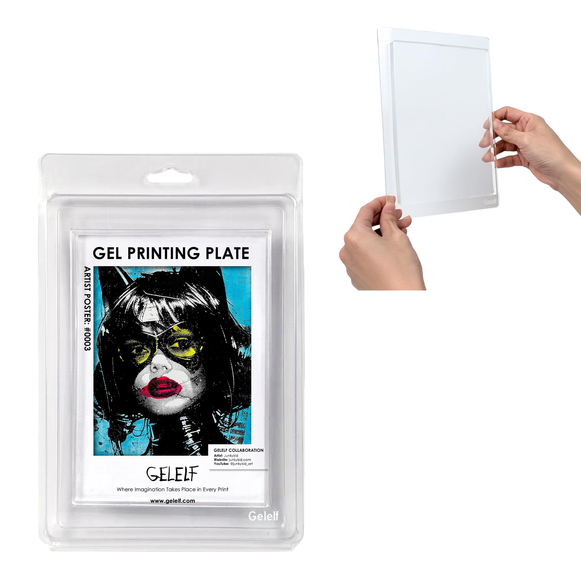 Kit de plaque d'impression gel – Plaque de gel de 12,7 x 17,8 cm avec bloc d'estampage en acrylique – La poignée pour un levage facile et une presse uniforme pour les débutants, les artistes