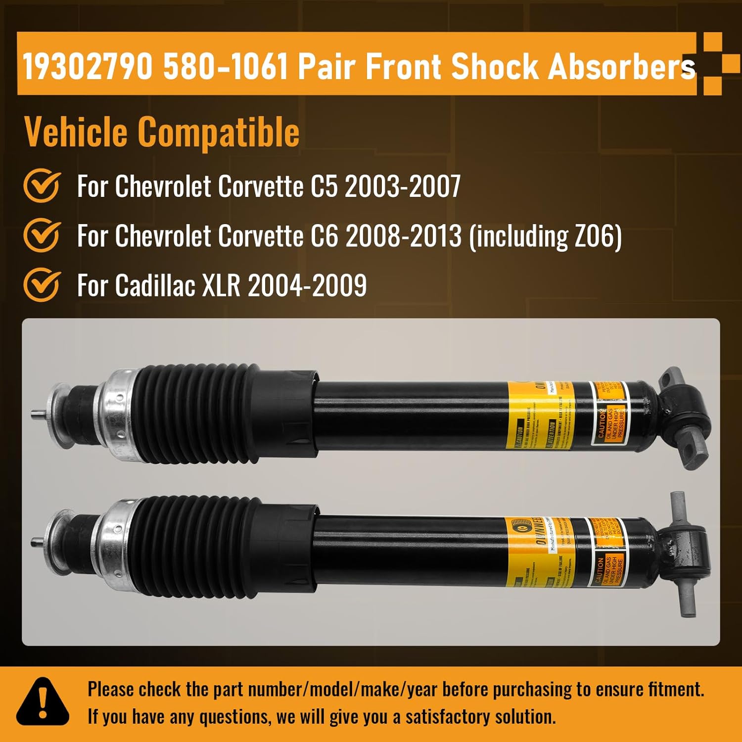 19302790 580-1061 Pair Front Shock Absorbers with MagneRide(F55) for Cadillac XLR 2004-2009, for Corvette C5 C6 (including Z06 ZR1) 2003-2013