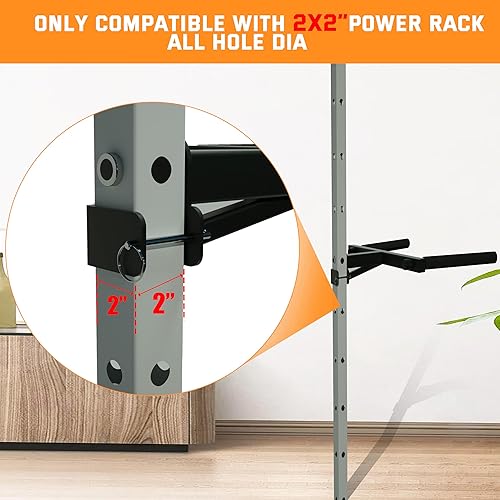 Miniatura 4 de Dip Bar Attachment for 2"x2" Squat Rack, Heavy Duty Power Rack Attachment with 58" or 1" Hole
