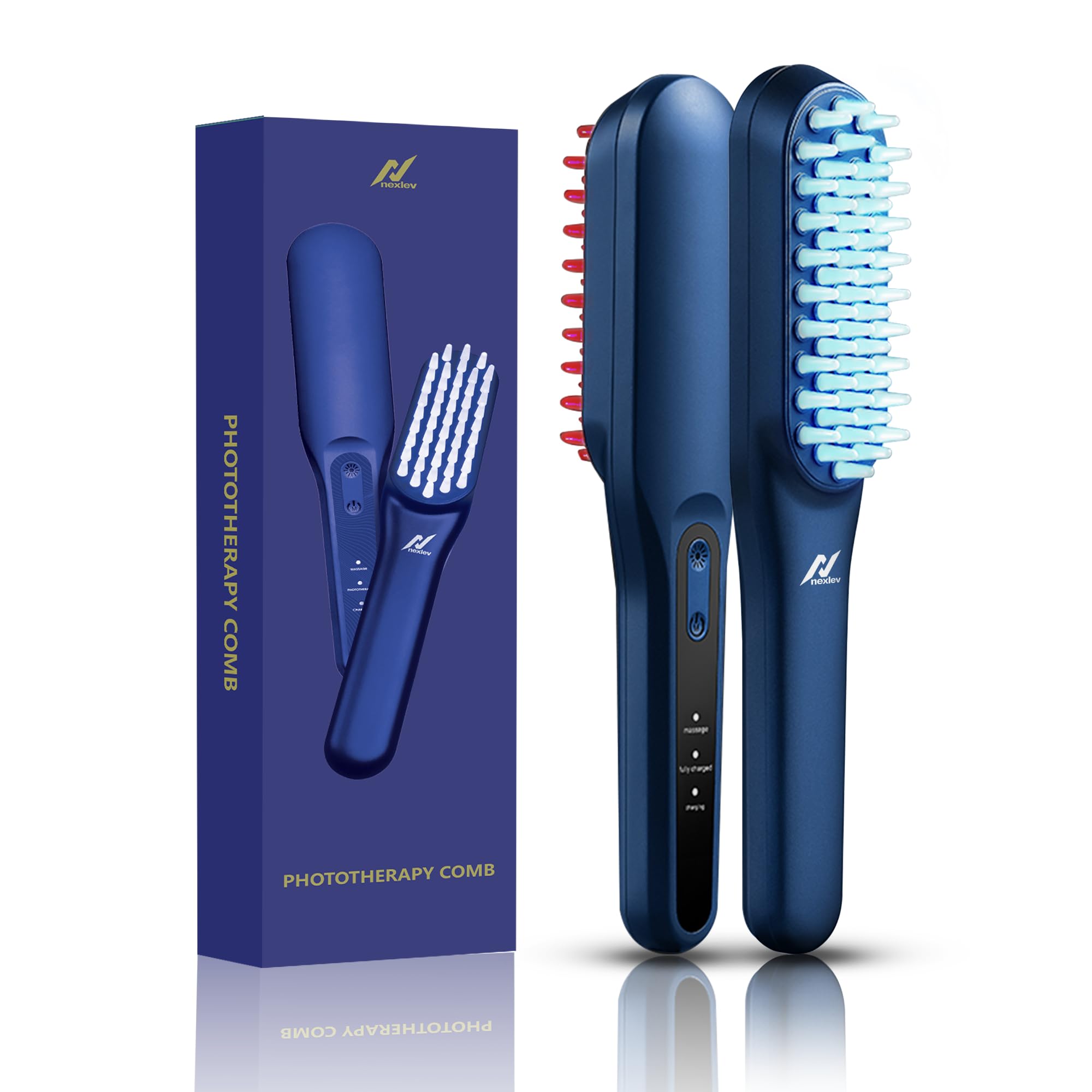 LED Phototherapy comb | Electric Scalp Massager | Red Light for Regrowth | Blue Light for Anti Dandruff | Hairfall Control | Rechargeable TypeC | Targeted Laser Treatment Machine |3 Modes |LE-02