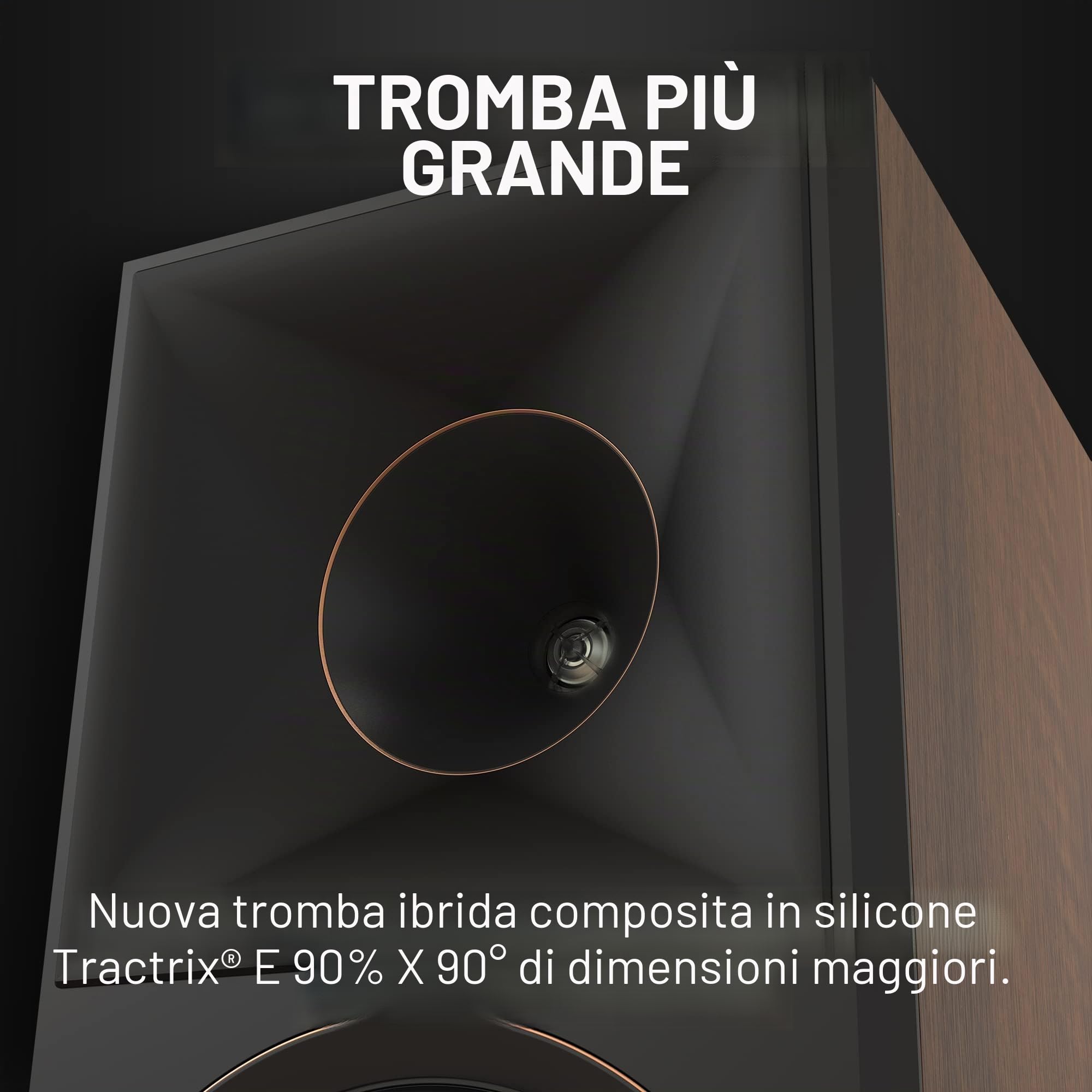 Klipsch Reference Premiere RP-8000F II - Altoparlante da pavimento con corno Tractrix ibrido di 90° x 90°, Woofer ceramici da 8" e integrazione Dolby Atmos noce