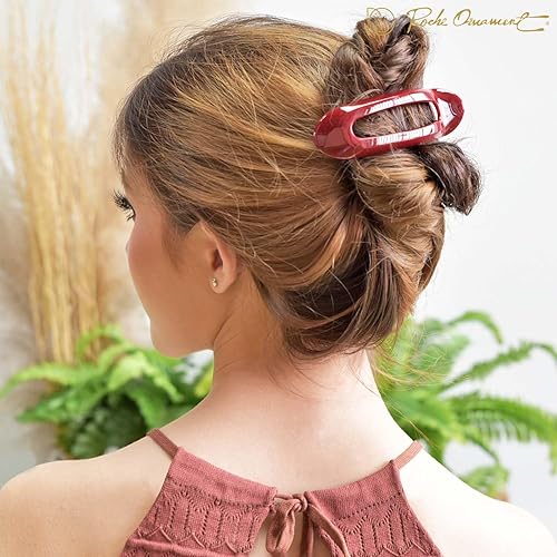 Miniatura 2 de RC ROCHE ORNAMENT 6 pinzas para mujer, diseño de pico de pato clásico francés con ojal ovalado para decoración de cabello, agarre firme, accesorio