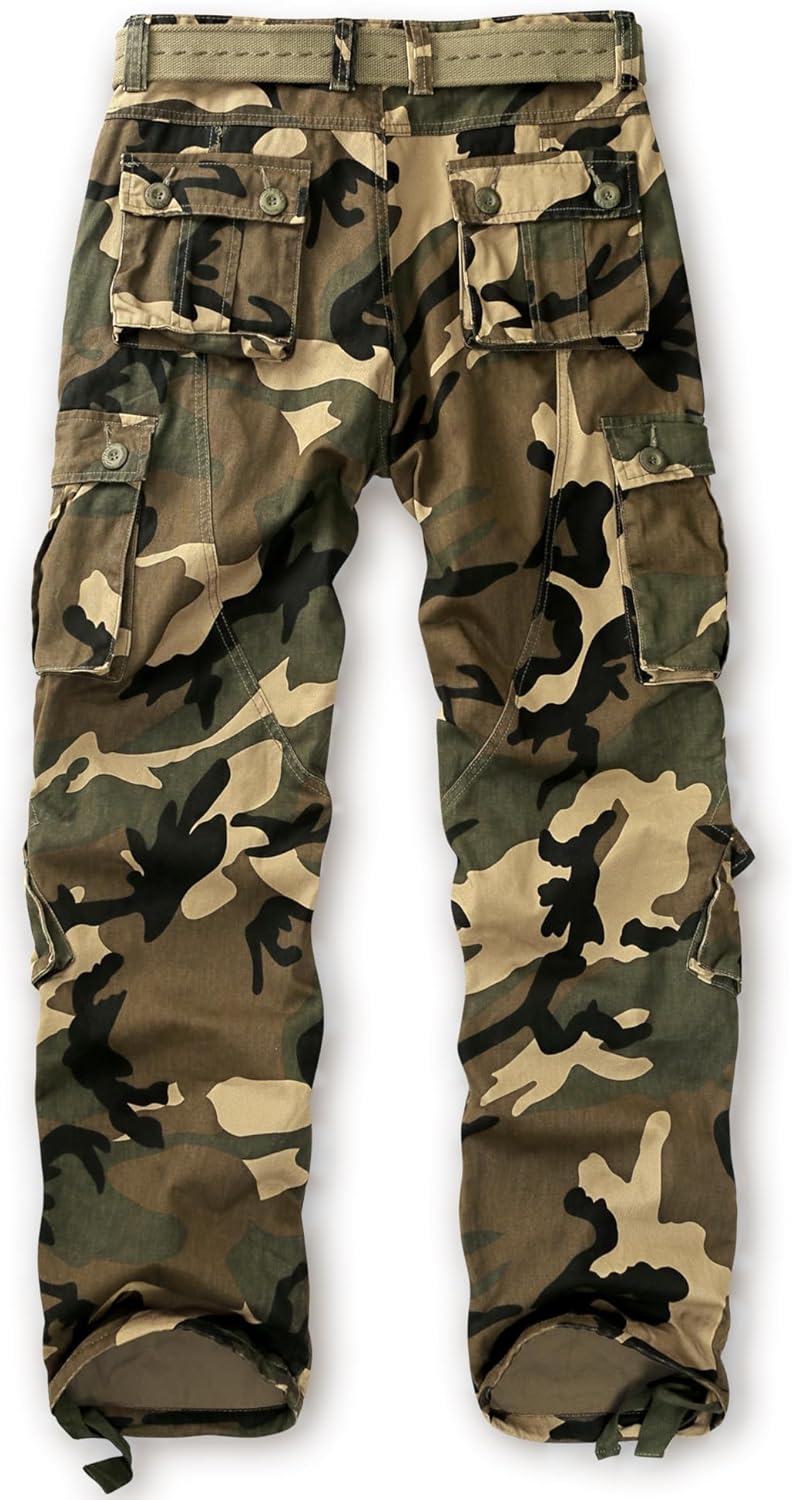 Cargo Pants for Men Casual Outdoor Relaxed Fit Camo Work Pants with 8 Pockets No Belt - Image 4