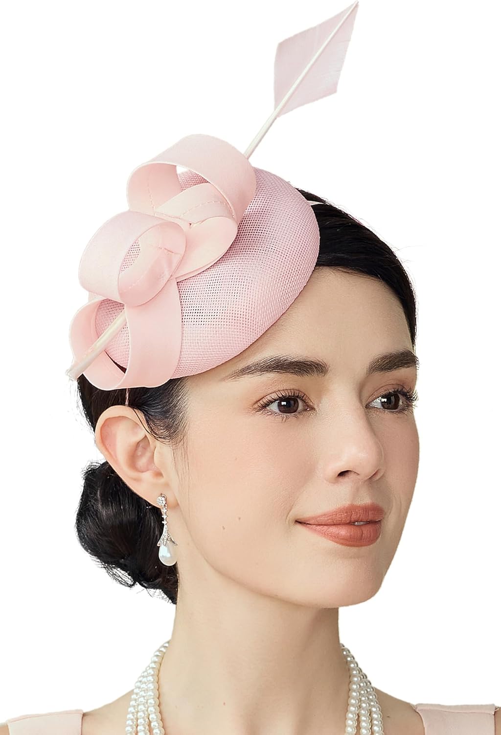 BABEYOND Fascinators Hats for Women - Tea Party Kentucky Fascinator Derby Feather Pillbox Hat with Ribbon for Wedding Party