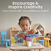 Vista 5 de BUNMO 40pcs Wooden Stacking Toys - Montessori Educational Blocks for Toddlers, Non-Toxic, Safe, and Durable for Kids’ Creative Play and Learning