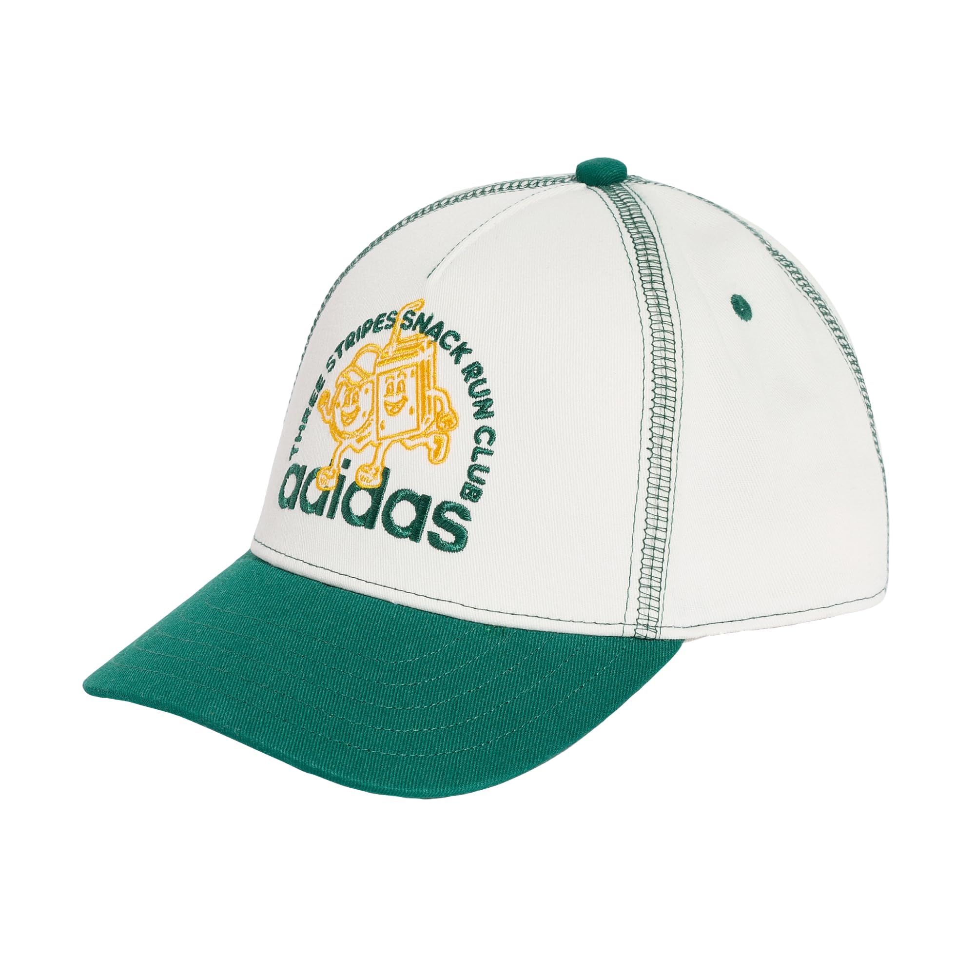 adidas Unisex Kids Little Kids Snack Run Graphic Cap, Off White/Collegiate Green, XS-S
