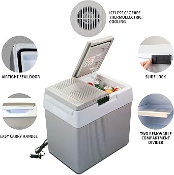 Koolatron 12V Iceless Cooler & Warmer Portable 33 qt Electric Cooler/Nevera Portatil Electrica for Car Truck Camper Boat Hard Sided Mini Fridge for Camping Picnic Travel Lunch Food Drinks Office