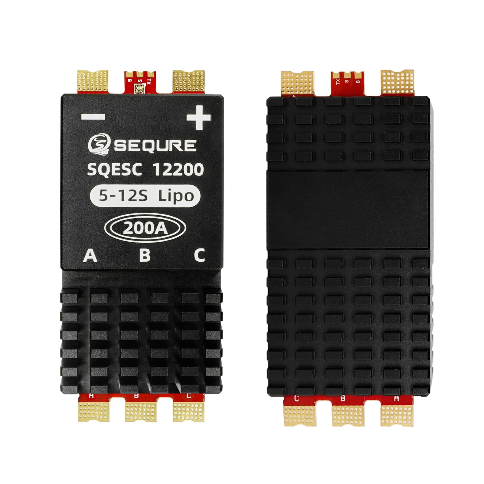 SEQURE 200A Brushless ESC 5S-12S Electric Speed Controller for RC Cars Boats Crawler Tank - AM32 Firmware (NO BEC)