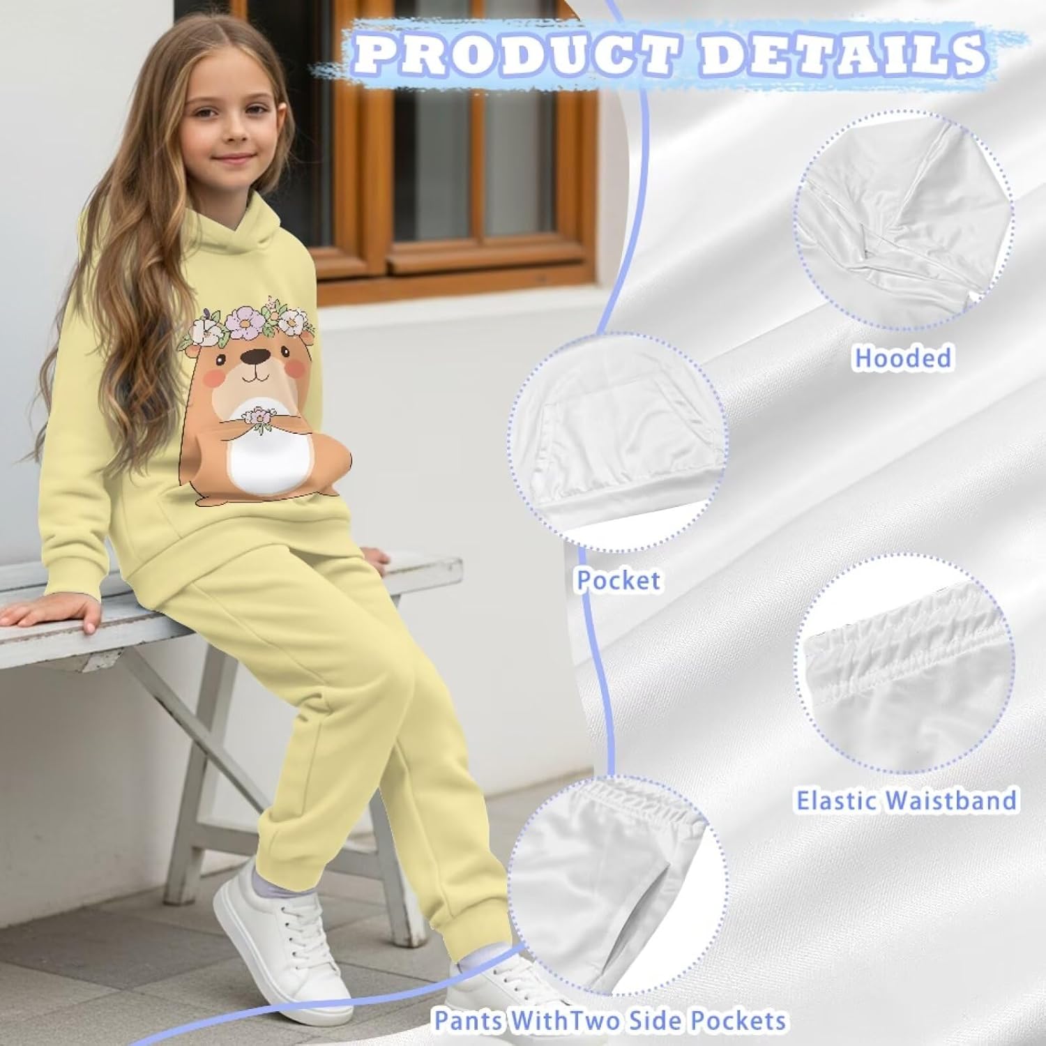 2PCS Jogger Outfits Set Fashion Tracksuit Long Sleeve Pullover Sweatshirt Sweatpants Fall Trendy Sweatsuit 5-12 Y