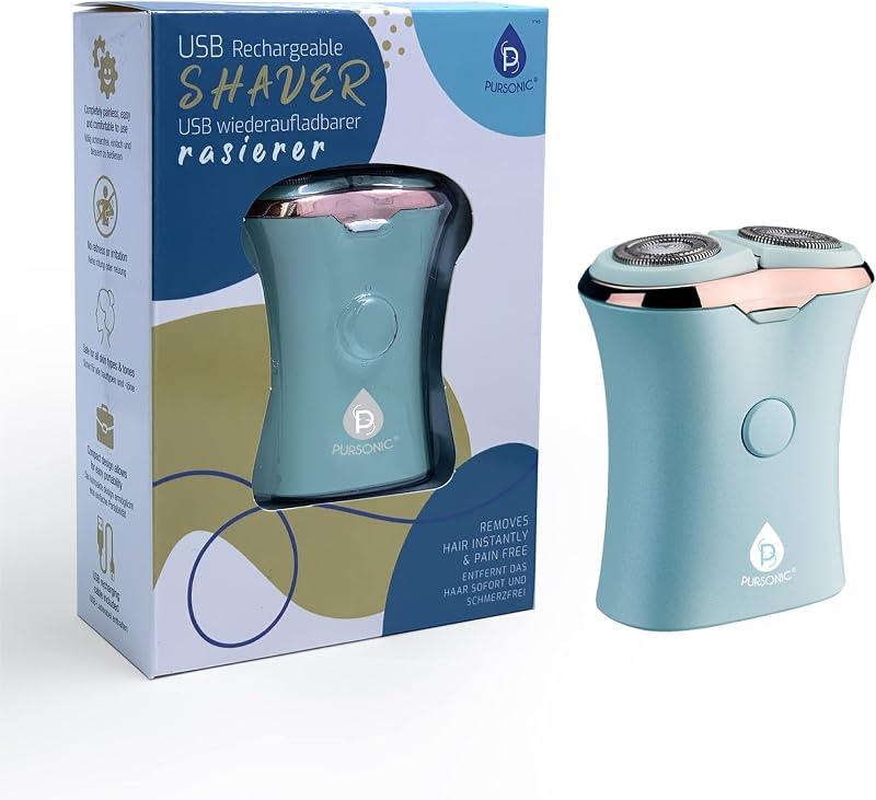 Barbeador elétrico feminino Pursonic recarregável via USB Aqua