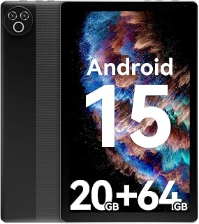 Evermyth 10 Inch Android 15 Tablet: 20GB RAM, 64GB ROM Expandable 1TB, 1.8GHz 5-Core, WiFi 6, 5000mAh Battery, Black 2025
