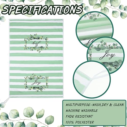 Miniatura 3 de Frienda Juego de 4 toallas de cocina con hojas de eucalipto, color verde salvia, decorativas, de 24 x 16 pulgadas, juego de paños de baño con lazo