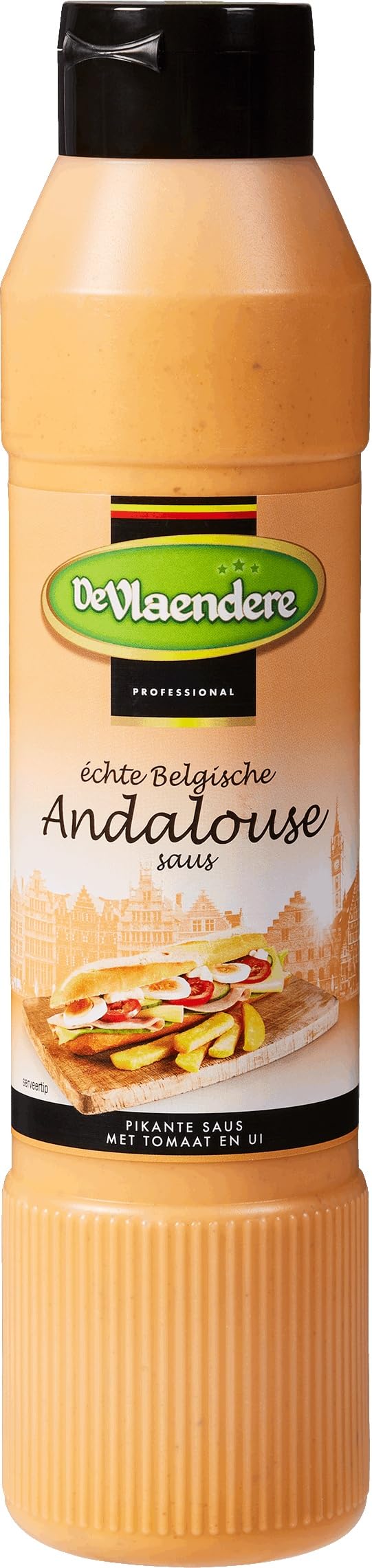 DeVlaendere belgische Andalouse Sauce / 6x 1L Tube/cremig würzig & pikante Soße aus Belgien/glutenfrei & ohne Konservierungsstoffe/zu Baguette Sandwich Wraps Hot Dogs Pommes Fleisch