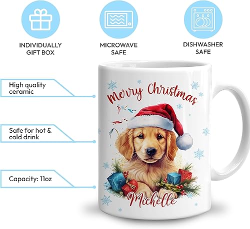 Vista 149 de Hyturtle Regalos personalizados para amantes de las ardillas, con sombrero de Papá Noel, taza de café de cerámica con nombre personalizado, taza