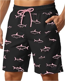9 Inch Men Swim Trunks with Mesh Lining Breathable Quick Dry Drawstring Pockets for Summer Beach Travel Cruise