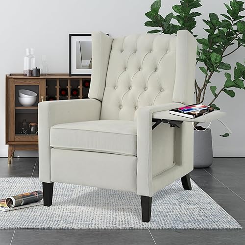 Silla reclinable para adultos, silla de piel sintética con respaldo de ala, sillas decorativas modernas de mediados de siglo, sillón reclinable con