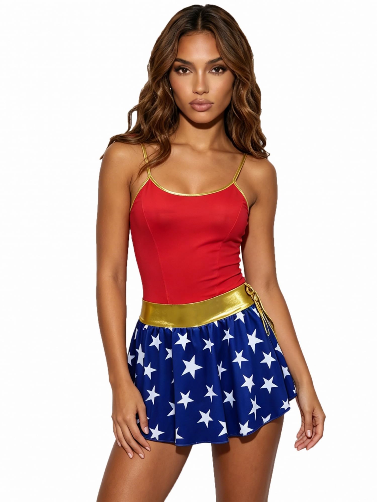 Springcmy Women Power Superhero Seductress Halloween Cosplay Costume Dress Up Outfit (C Red, S) — image 1