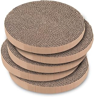 Best Pet Supplies Catify Interactive Cat Scratcher - Round 5-Pack with Balls, Double-Sided Cardboard, Non-Slip Furniture Saver for Indoor Cats