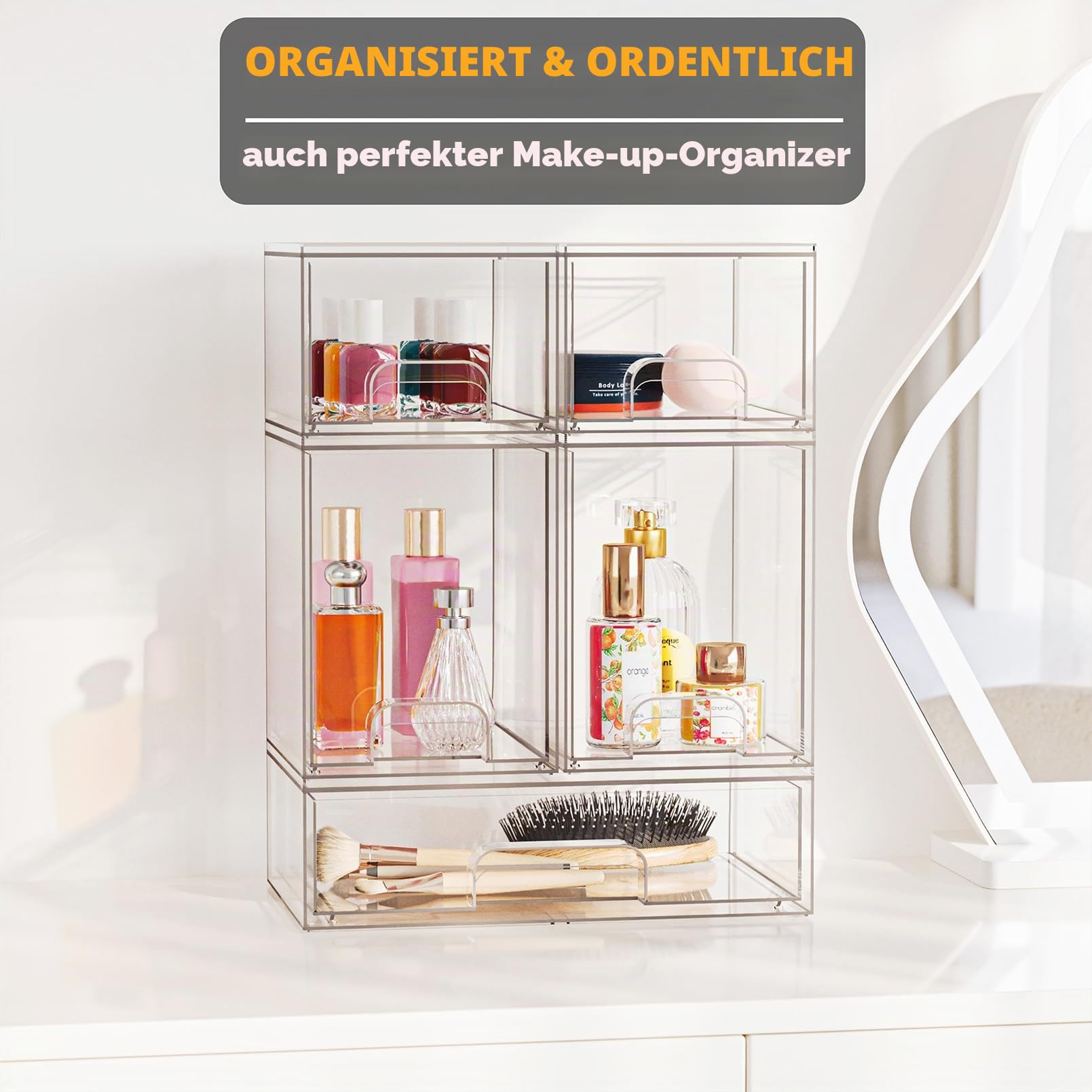 SpaceAid 5 Stück Babyflaschen Organizer Organizer Acryl Transparente Stapelbare Schubladen für Theke, Schminktisch, Badezimmer, Schrank, Speisekammer, 2S2M1L, 39,9 cm hoch