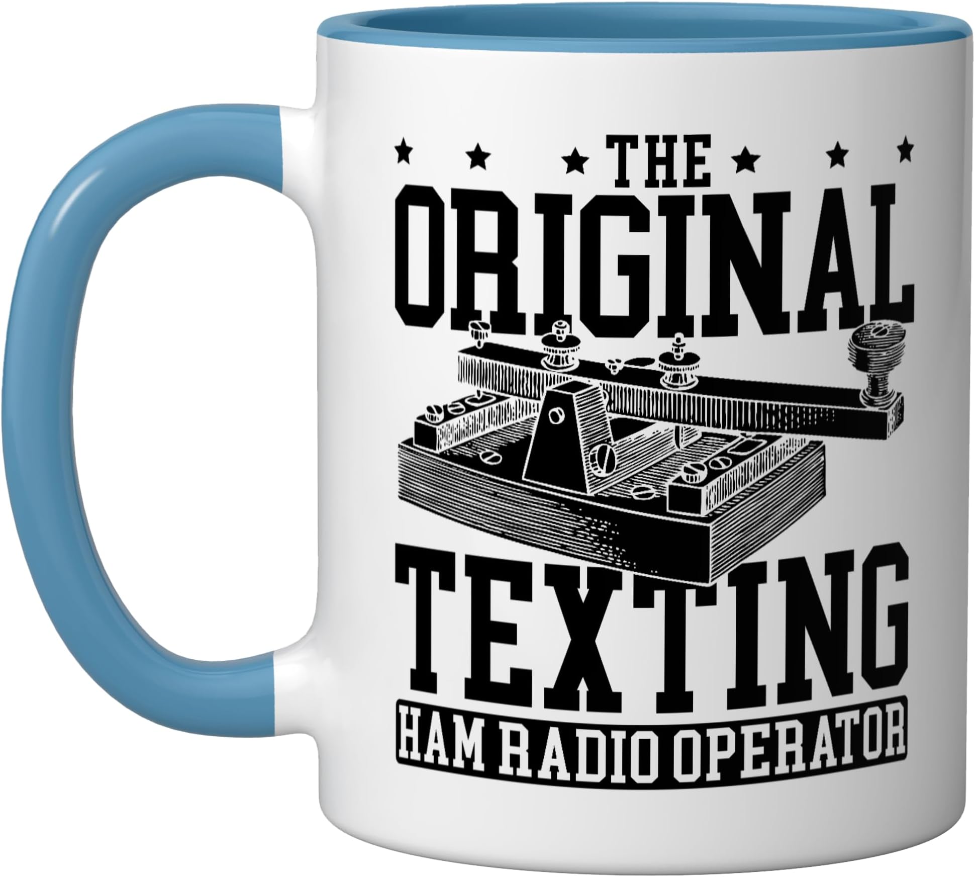 The Original Texting Ham Radio Operator Morse Code Ceramic Mug, Blue/White