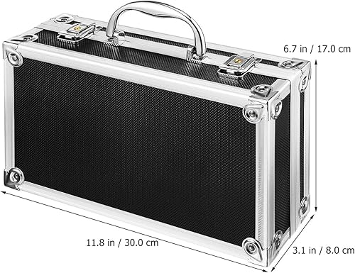 Miniatura 3 de Maletín de almacenamiento de aluminio negro con cerradura, maletín de aluminio para hombres o mujeres, estuche rígido de metal con espuma para