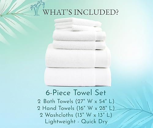 Miniatura 9 de Toallas de lujo 100 % algodón para baño, juego de 6 toallas, extra suaves y esponjosas, toallas de secado rápido y altamente absorbentes, juego de