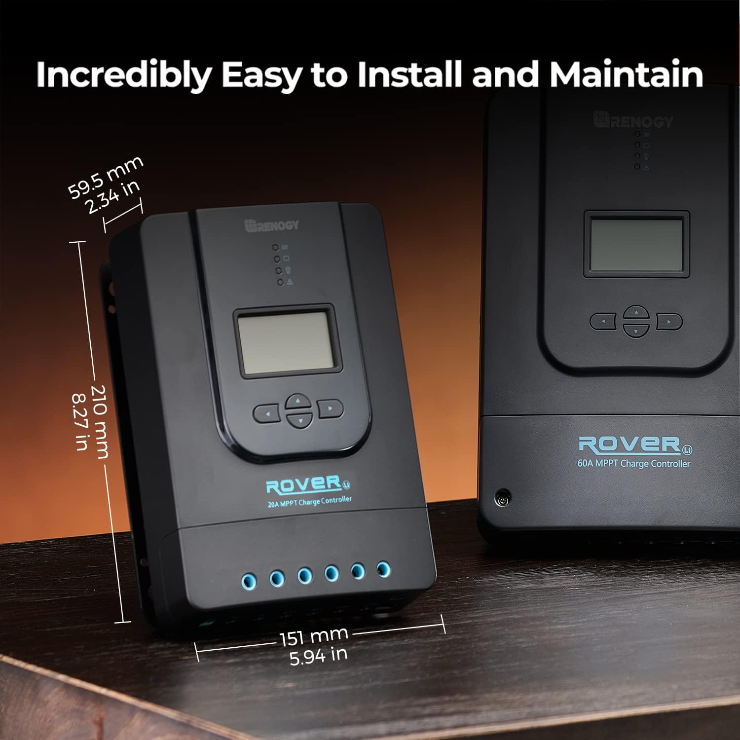 Renogy Rover 20A 12V/24V Auto DC Input MPPT Solar Charge Controller Parameter Adjustable LCD Display Solar Panel Regulator fit for Gel Sealed Flooded and Lithium Battery, Rover 20A : Patio, Lawn & Garden