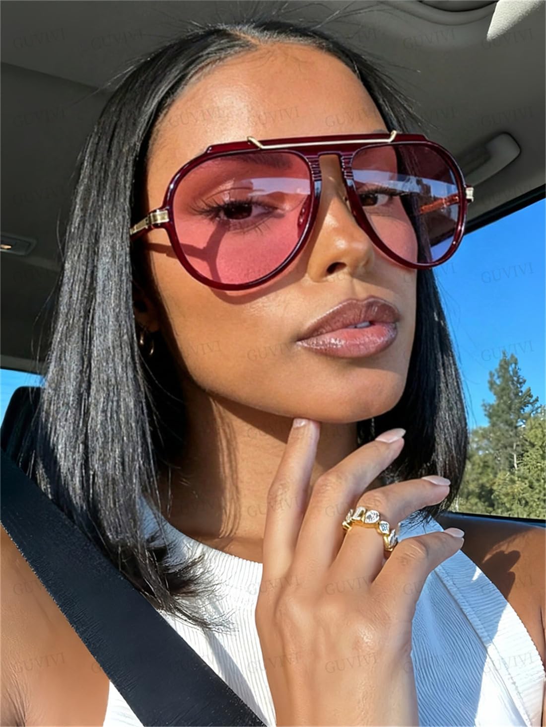 Oversized Aviator Sunglasses for Women Men 2026 70s Retro Gold Metal Sun Glasses Tangle Free Square Aviators - Image 2