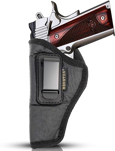 IWB - Funda para pistola 1911 de 5 pulgadas, color marrón de 0.354 in, Ruger 1911 por Houston, material suave de piel ecológica, interior de gamuza