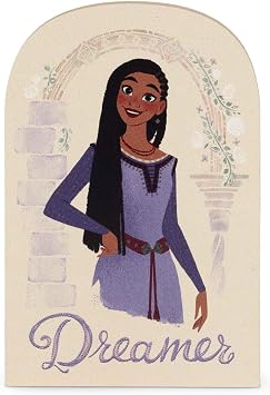 Disney Wish Dreamer Asha Shelf Sitter Decor | Beautiful Arched Wood Block Cutout - Inspirational Wish Decoration for Home