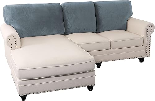 Vista 403 de PrinceDeco Fundas para sofá modular, 4 piezas, fundas de sofá para sofá seccional, fundas de terciopelo separadas para sofá seccional, en forma de L