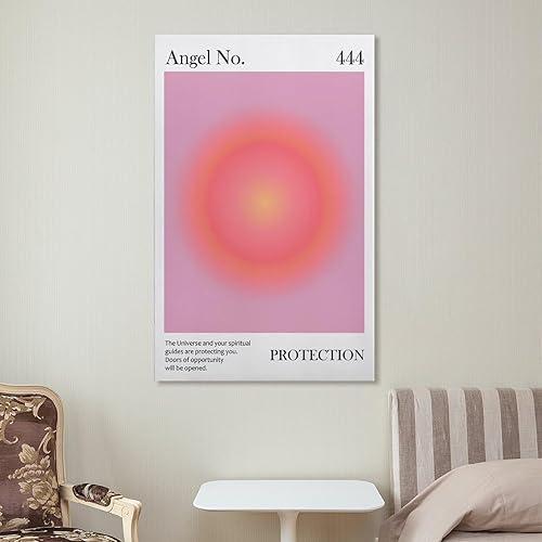 Miniatura 7 de Póster de ángel con el número 444 impreso, color rosa, protección espiritual para el hogar, ley de atracción, manifiesto, póster de lienzo para