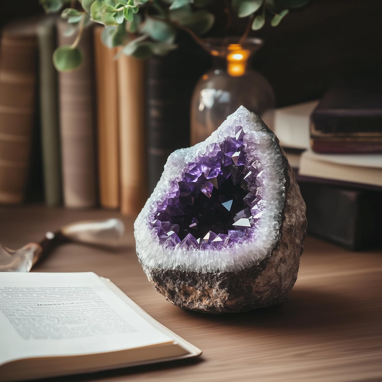Amethyst Crystal (Approx. 0.882 lb–1.1lb, 3.15”–3.25”) Raw Amethyst Cluster Healing Crystals and Stones Reiki Chakra Tower Purple Quartz Geode for Spiritual Decor Crafts Protection