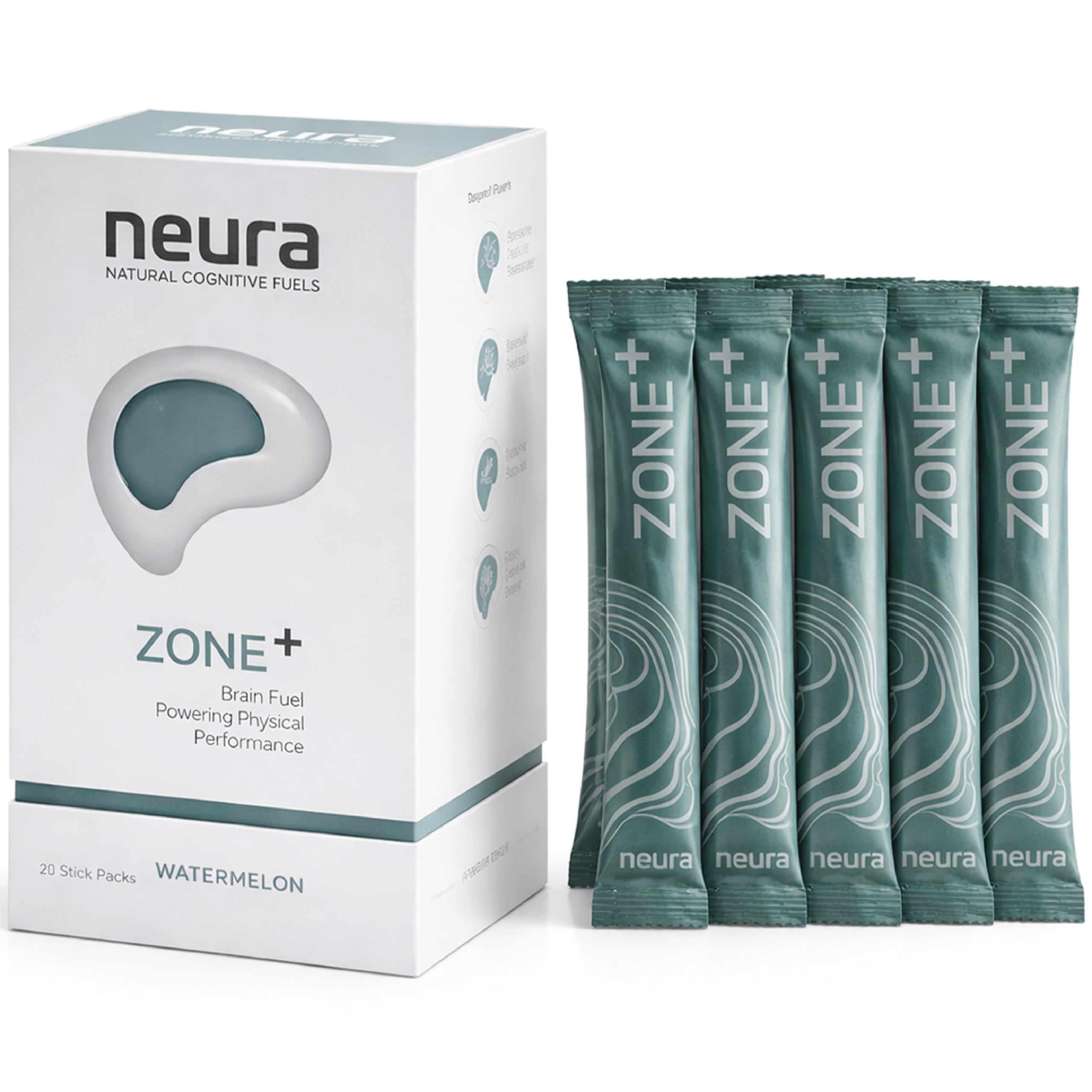 Neura - Zone+ - Natural Brain Supplement Nootropic for Alertness & Energy - White Peach & Raspberry Flavour - Dosed Green Tea & Guayusa - Sugar-Free, Vegan - 20 Sachets - Supplements for Men and Women