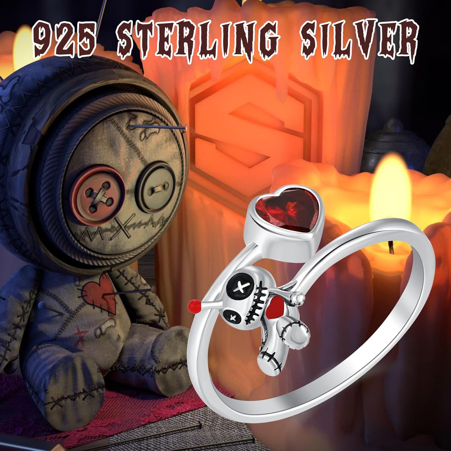 Voodoo Doll Ring for Women,Horror Doll Ring Skull Jewelry Gift Gothic lovers