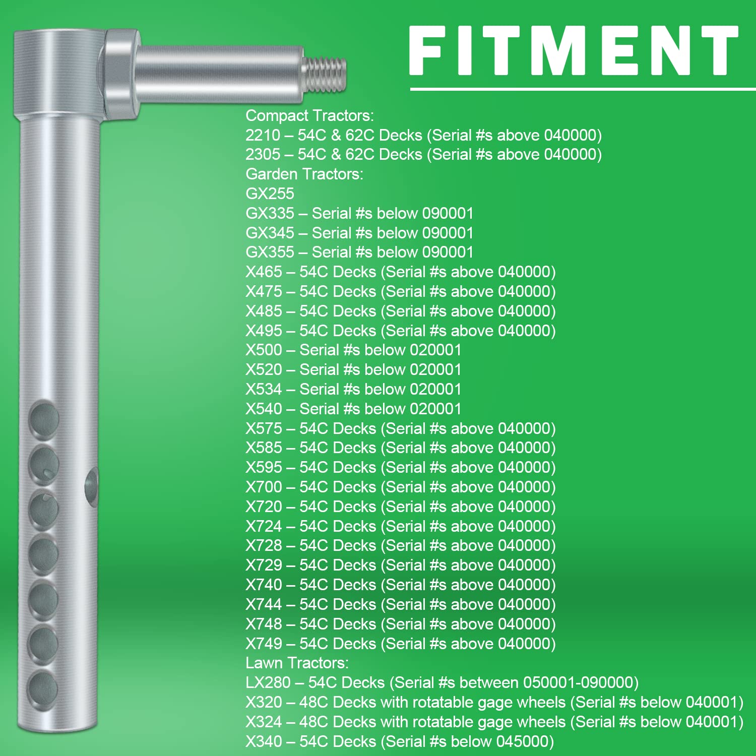 AM120681 Left Hand Front or Right Hand Rear Mower Deck Gage Wheel Arm for John Deere Mower Decks 54C and 62C Diameter 7/8”