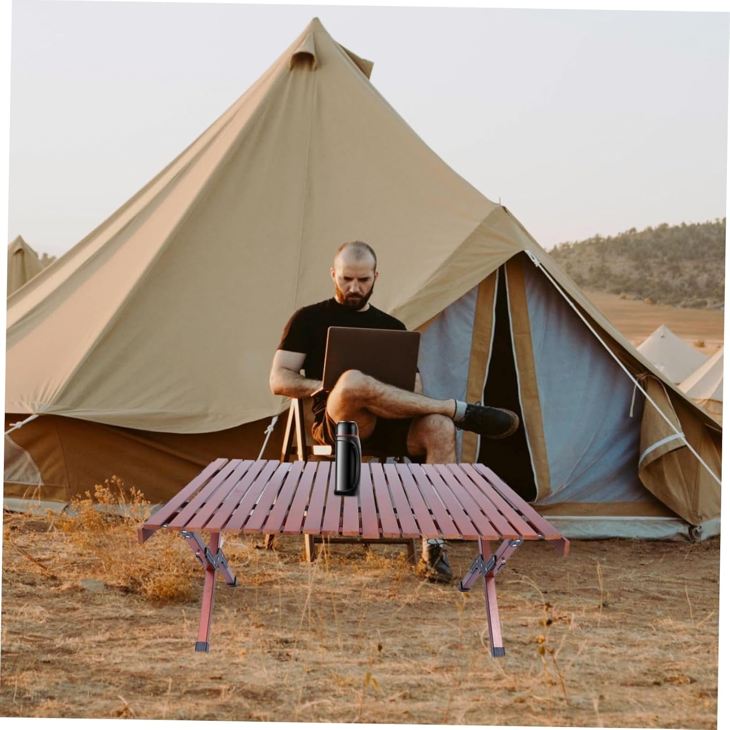 Mipcase Portable Folding Wooden Picnic Table for Outdoor BBQ and Camping Lightweight Easy to Carry Weather Resistant 4-Seat Capacity