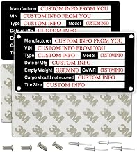 Custom Trailer VIN ID Plate – VIN Number Tag for Trailers, Model Identification Serial Plate, Includes Model, MFG Date & GVWR – Tailgate ID Plate for Cargo Carriers, Trucks, and Boats