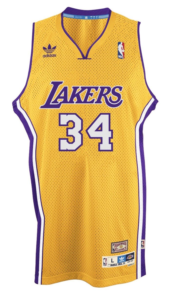 adidas Shaquille O'Neal Los Angeles Lakers Gold Throwback Swingman Jersey