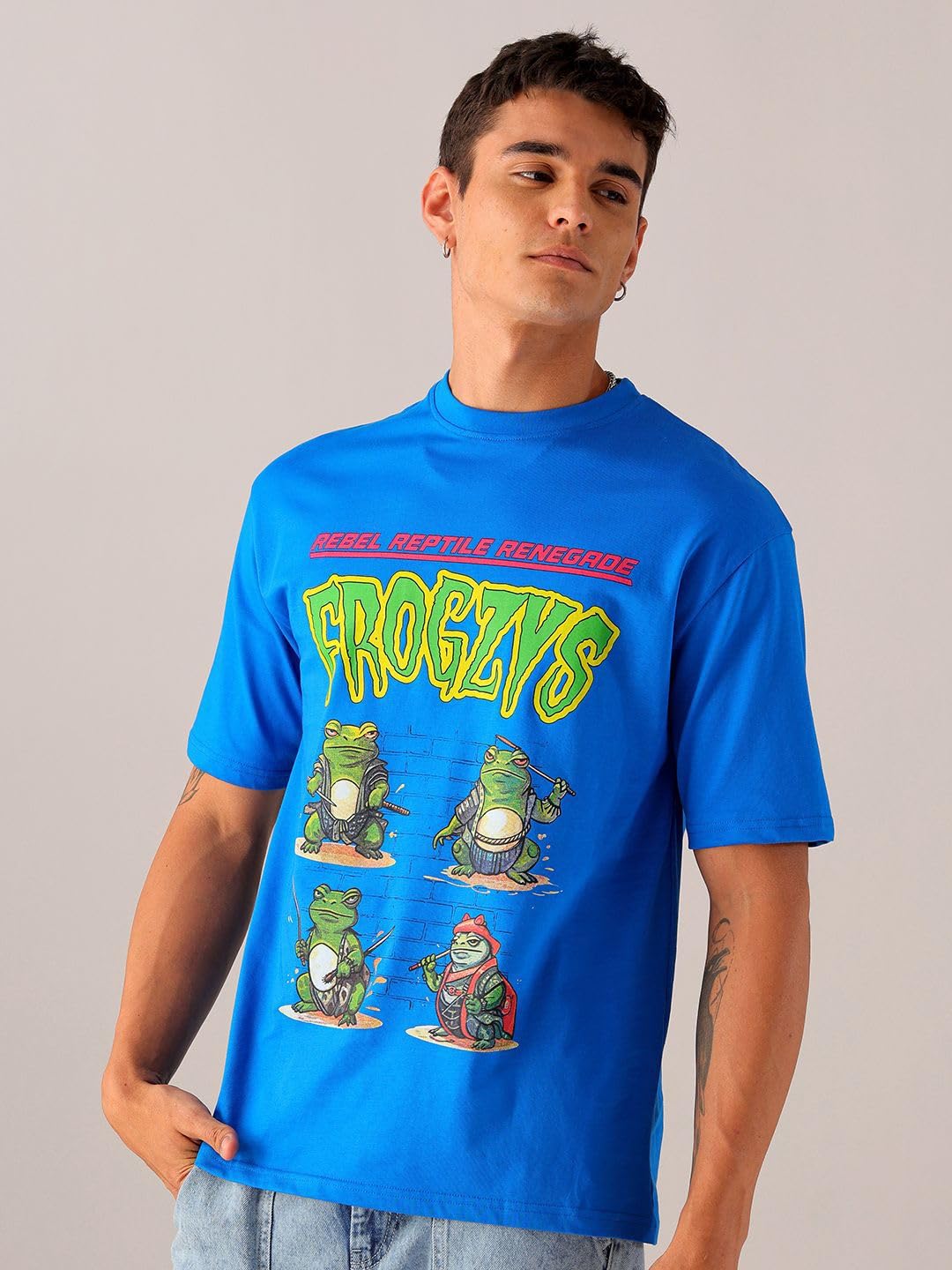 The Indian Garage Co Męski T-shirt z okrągłym dekoltem, bardzo duży nadruk graficzny