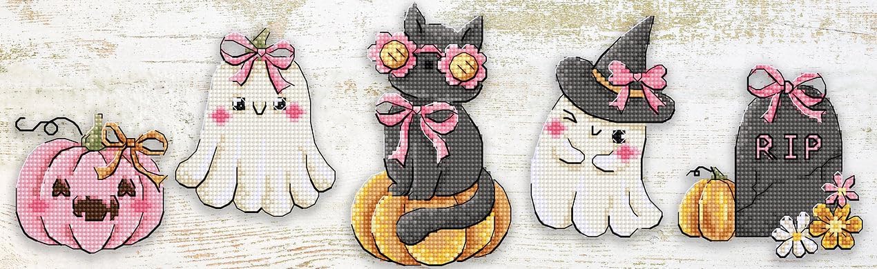 Wizardi Counted Cross Stitch Kit "Meow Manor" L9946 – Cats on Red Sofa Embroidery, 16ct White Aida Luca-S 67 Colors Floss, Needle, Chart, 17.32x12.6" Kit for Adults Letistitch