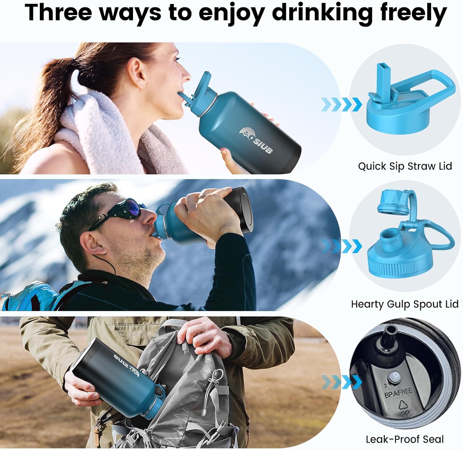 Insulated Water Bottle 40 oz, Triple Wall Vacuum Stainless Steel(Cold for 48 Hrs),Leak Proof & BPA-Free,Simple Modern Water Bottle with Drink-Through Lid & Flip Straw for Sports & Travel, Indigo-Black - Image 5