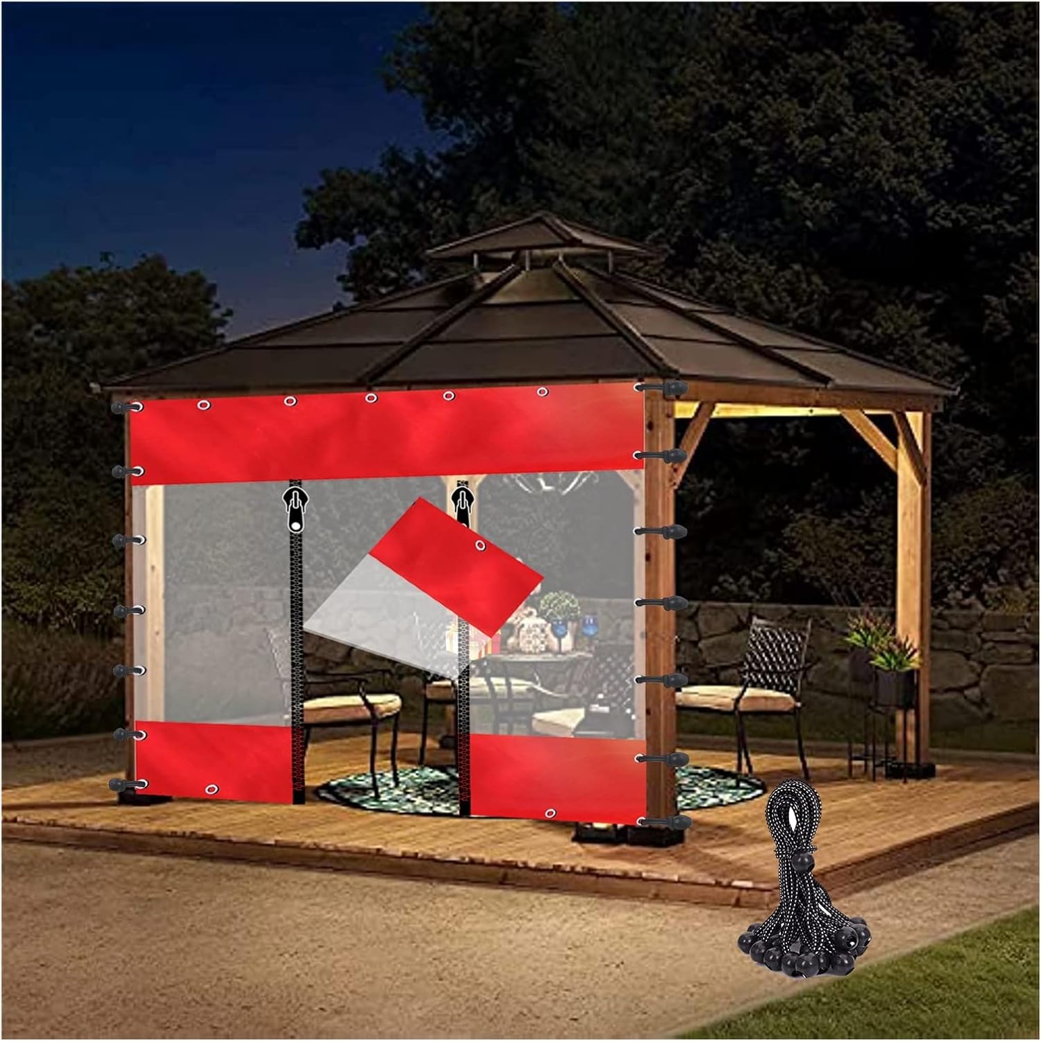 EXENXA Outdoor Waterproof Curtains with Zipper Door and
