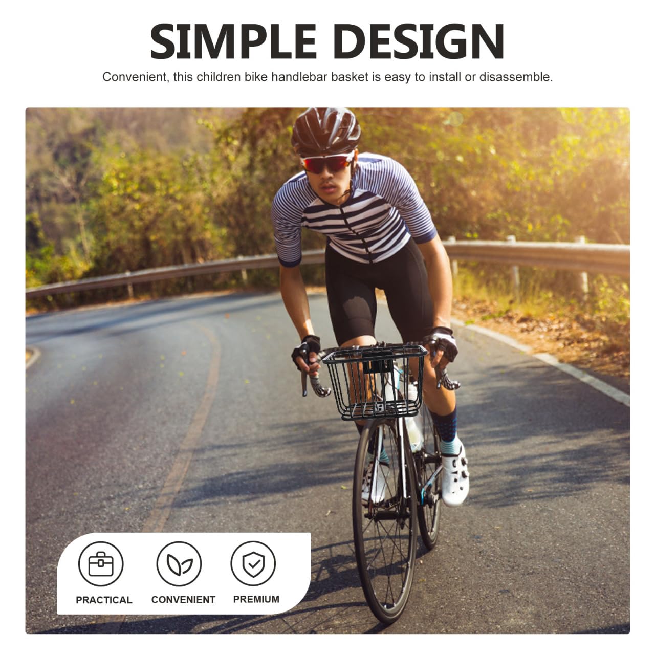 VICASKY Cesta delantera de hierro extraíble para bicicleta infantil, práctica y estable, cesta para manillar para bicicleta y scooter e inodoro
