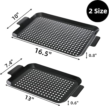 Covzoe 2 Pack Grill Pans, Nonstick Grill Topper for Outdoor Grill