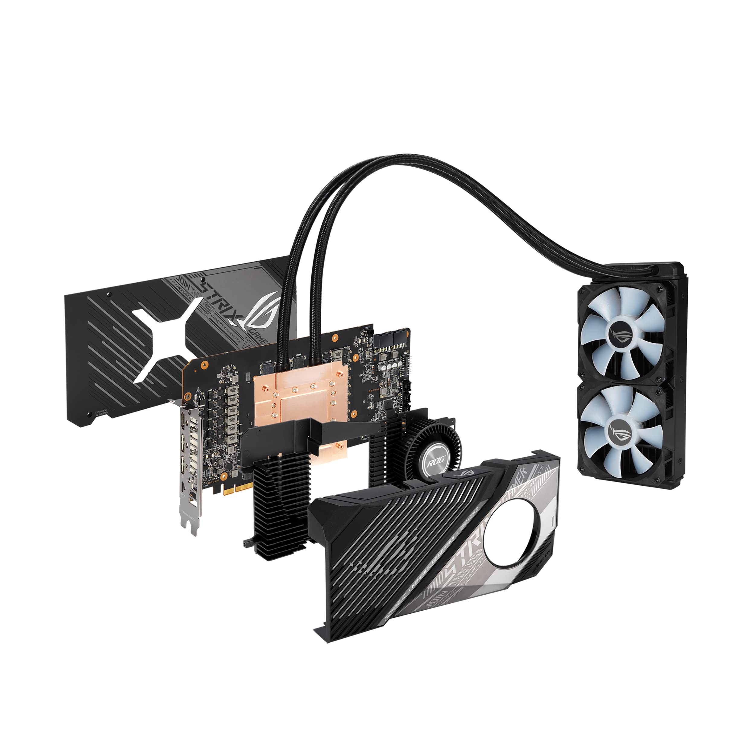 ASUS ROG Strix LC AMD Radeon RX 6800 XT OC Edition Scheda Grafica, PCIe 4.0, 16GB GDDR6, AMD RDNA 2, HDMI 2.1, DisplayPort 1.4a, Raffreddamento a Liquido, Radiatore 240mm, Tubi da 600mm, ARGB, Nero